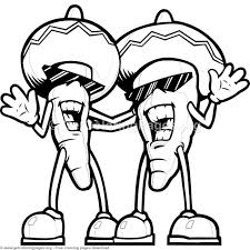 Chili Peppers With Sombrero Coloring Pages Free Instant Download Coloring Coloringbook Coloringpages Coloring Pages Food Coloring Pages Free Coloring Pages