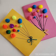 It is one of our favorite things to craft and it is extremely sparkly and very shaky. Pom Pom Balloons Birthday Card Simple Birthday Cards Happy Birthday Cards Diy Birthday Card Craft