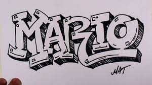 Graffiti drawing is an integral part to learning the art form of graffiti since it is so expensive and risky to develop every piece out on the streets. Graffiti Writing Mario Name Design 38 In 50 Names Promotion Graffiti Writing Graffiti Names Graffiti Lettering