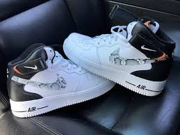 Nike Air Force 1 Mid 07 Lv8 Utility White Black Custom Snake Skin Nike Air Force 1 Mid Black White Zapatos Nike Para Damas Zapatillas Deportivas Hombre Zapatillas Nike Para Hombre
