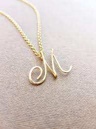 Cursive Gold Letter Alphabet Initial M Necklace Girly Jewelry Etsy Jewelry Initial Jewelry