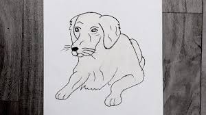 How to draw a sitting dog; How To Draw A Dog In Sitting Position Easy Dog Sketch Draw Dog Easily Sitting For Beginners Youtube