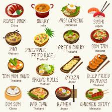 Dimsum kepiting (4pcs) siomay dengan olahan daging ayam dan topping crabstick. Asian Foods Vector Set Royalty Free Cliparts Vectors And Stock Illustration Image 79333826