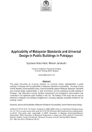 PDF) Applicability of Malaysian Standards and Universal Design in Public  Buildings in Putrajaya