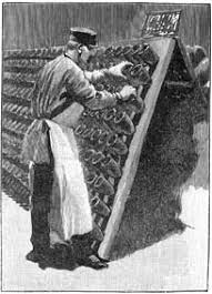 Image result for pictures of riddling racks for champagne
