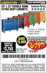 U S General 56 In Double Bank Roller Cabinet For 679 99 Harbor Freight Tools Coupon Book Drawer Liner