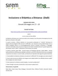 Inclusione E Didattica A Distanza Dad Webinar Giovedi 28 05 2020 Sirem