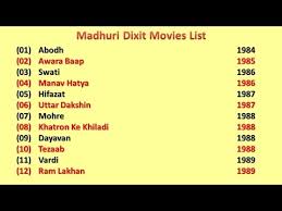 Madhuri Dixit Movies List Youtube Madhuri movie list includes the complete details of all 10 movies acted by madhuri from her debut movie boom boom maadu to recent actress madhuri movies list. madhuri dixit movies list