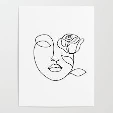 Check spelling or type a new query. Beauty Woman Face With Rose Abstract Minimal Fine Art One Line Drawing Poster By Livdeco Society6