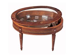 This wooden coffee table is soundly constructed and chinese lacquered in shiny black, with hand carved. Traditional Coffee Table With Show Case Inlaid Wood Idfdesign