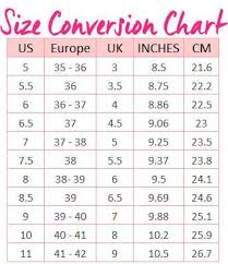 Womens Shoes Size Conversion Chart In 2019 Shoe Size