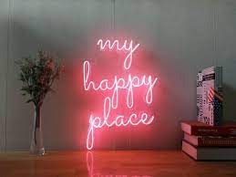 My Happy Place Custom Dimmable Led Neon Signs For Wall Decor Customization Options Color Size Dimming Wall Mou Neon Sign Bedroom Neon Signs Led Neon Signs