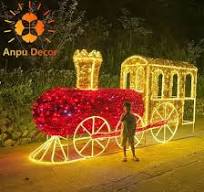 Decoration Sculpture Customized Christmas Outdoor LED 3D Train Motif Light