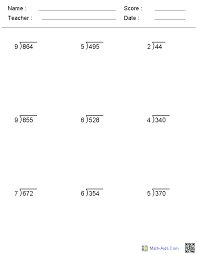 In synthetic division, unlike long division, you are only concerned with the coefficients in the polynomials. Division Worksheets Printable Division Worksheets For Teachers