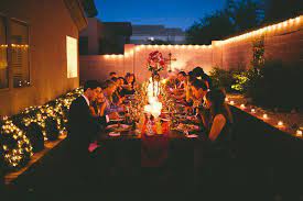 Real Weddings Stephanie And Daniel S Backyard Celebration Wedding Backyard Reception Backyard Wedding Decorations Romantic Backyard