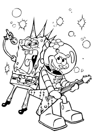 Sandy And Sponge Rock Stars High Quality Free Coloring From The Category Spongebob Squarep Cartoon Coloring Pages Birthday Coloring Pages Spongebob Coloring