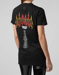 t shirt gold cut round neck flame