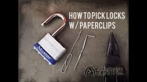 The first tool is the actual pick itself, and the second tool is a wrench to maintain tension on the lock while you're doing the picking. Pick Locks With Paperclips Youtube