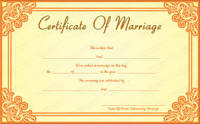 Gift certificate in word format. Wedding Certificate Orange Frame Doc Formats