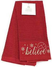 Decorative kitchen towels / tea towels. Deborah Connolly Designs Believe Embroidered Christmas Holiday Kitchen Towel Set Holiday Kitchen Towel Holiday Towel Kitchen Towel Set