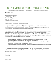 Supervisor Cover Letter Sample To Download Resume Genius