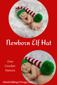 Red heart holiday yarn and boutique fur come in several colors, so you can change things up a bit for hat as well! Newborn Elf Hat Free Crochet Pattern Okiegirlbling N Things