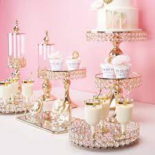 Fashion Cup Cake 5pcs 14pcs Cake Stand Wedding Table Crystal Gold Silver Color Plating Mirror Lux Wedding Cake Stand Gold Gold Cake Stand Cupcake Stand Wedding