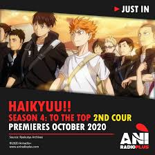 Aniradio Just In Haikyuu Season 4 To The Top 2nd Cour Premieres October 2020 The Website Of Ryokutya Archives Has Listed The 2nd Part Of The 4th Season Of Haruichi