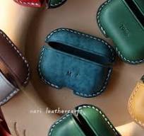 Personalized Blue Leather AirPods Pro Case Custom Blue Leather Pro AirPods  Case Airpod Case Cover