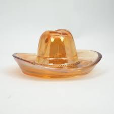 Carnival Glass Cowboy Hat Marigold Iridescent Lbj Hat Vintage Early 1920 S Art Glass Carnival Glass Cowboy Collection Cowboy Hats