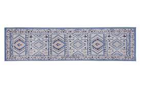 A strong graphic expression in complementary tones of light blue and darker green. Shop Now For The Furnish My Place Geometric Print Runner Rug 2 Ft X 8 Ft Light Blue Trible Rug With Patterned Design Accuweather Shop