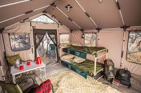 45 Wonderful Wall Tent Ideas For Nice Camping Tent Living Tent Camping Beds Camping Bed