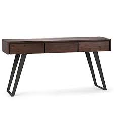 Simpli Home Axclry 03 Lowry Solid Acacia Wood And Metal 60 Inch Wide Modern Industrial Console Sofa Table In Distressed Cha Sofa Table Wood Console Simpli Home