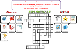 The word search puzzles are printable and the puzzle changes each time you visit. Sea Animals Crossword Puzzle