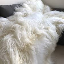 Genuine sheepskin rug vole grey soft natural home real fur eco pelt wool 95cm. Icelandic Sheepskin Long Fur Rug 100 Natural White Throw All Sizes Wildash London