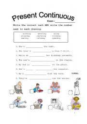 English Worksheet Choose And Match Present Continuous Worksheets For Kids School Labels Present Continuous Worksheet