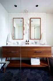 Cool Mid Century Modern Bathroom With Dark Colored Floor Tiles Using Pertaining To Vanity Bathroom Inspiration Mid Century Modern Bathroom Mid Century Bathroom