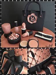 Black and gold makeup cake. Rose Gold Make Up Theme Birthday Cake With Black And White Accentuates Make Up Cake Cake How To Make Cake