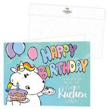 Grusskarte Pummeleinhorn Happy Birthday Geburtstag Einhorn Horner Pummel Einhorn