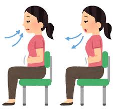 椅子に座った腹式呼吸のイラスト（女性） | かわいいフリー素材集 ...