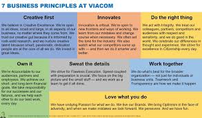 7 Business Principles At Viacom Core Values Principles Values List