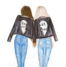Best Friends Wall Art Fashion Illustration Print Choose Hair Skin Colours Personalised With Fashion Illustration Print Friends Fashion Drawings Of Friends
