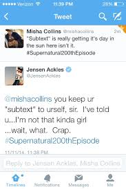 Misha And Jensen S Twitter Battle During Their Live Tweet Of The 200th Supernatural Destiel Destiel Supernatural Fandom