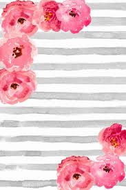 Free Phone Wallpaper Background Cute Gray And White Watercolor Stripes With Pink Floral Floral Wallpaper Flower Wallpaper Pink And Grey Wallpaper