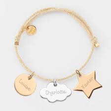 Bracelet Personnalise Cordon Paillete Medailles Gravees Prenoms Argent Ou Plaque Or Bracelet Personnalise Bracelet Personnalise Maman Bracelet Cordon