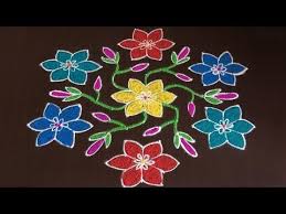 Latest Sankranti Flowers Kolam Designs With 13 To 7 Festival Rangoli Youtube Festival Rangoli Small Rangoli Design Rangoli Designs With Dots