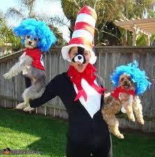 All you need to make your diy thing 1 and thing 2 the costume is a redshirt, a printable, thread, and needle or glue your choice. Cat In The Hat With Thing One And Thing Two Dr Seuss Character Costumes