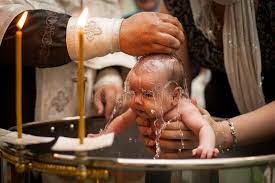 Newborn Baby Baptism In Holy Water Baby Holding Mother S Hands Infant Bathe In Water Baptism In The Font Stock Image Image Of Little Cute 144594695