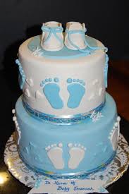 The cakes sold in the bakery come in a variety of sizes. Baby Shower 2 Tiered Cake