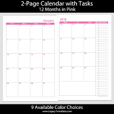 2018 12 Months 2 Page Calendar Printable 2 Page Calendars Available In A Varie Monthly Calendar Printable Calendar Template Free Printable Calendar Templates